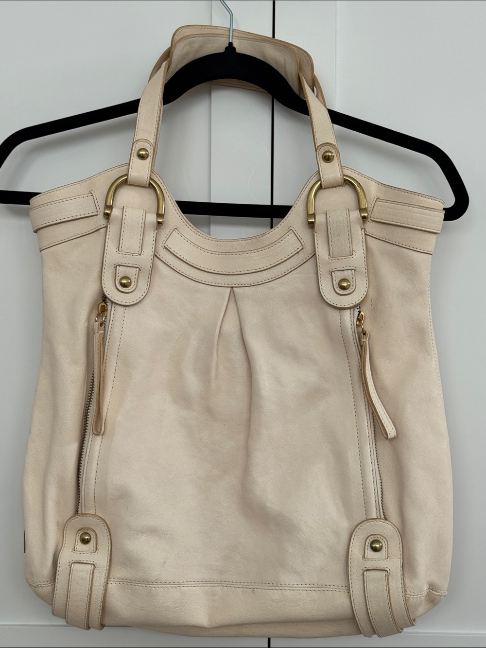 Cream Leather Tote Bag - Kooba